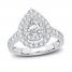 Multi-Diamond Engagement Ring 1-1/2 ct tw Pear/Round-Cut 14K White Gold