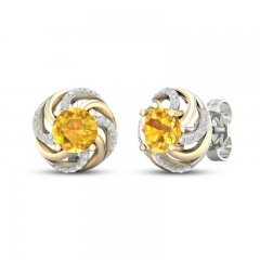 Citrine & White Lab-Created Sapphire Knot Earrings 10K Yellow Gold/Sterling Silver