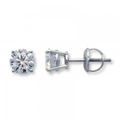 Certified Diamond Earrings 1-1/4 ct tw Round-cut 18K White Gold