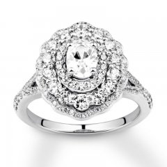 Diamond Engagement Ring 1-3/8 ct tw Round/Oval 14K White Goldd