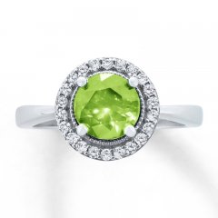 Peridot Ring Lab-Created White Sapphires Sterling Silver