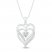 White Lab-Created Sapphire & Diamond Heart Necklace Sterling Silver 18"