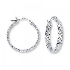 Hoop Earrings 14K White Gold 20mm