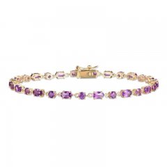 Amethyst Line Bracelet 10K Yellow Gold 7.25"