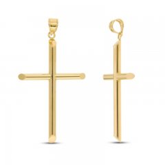 Tube Cross Charm 14K Yellow Gold