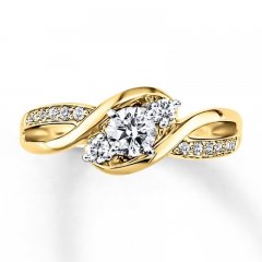 Previously Owned Three-Stone Diamond Engagement Ring 3/8 ct tw 14K Yellow Gold