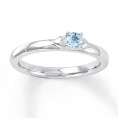 Stackable Heart Ring Aquamarine Sterling Silver