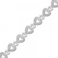 Diamond Heart Bracelet 1/8 ct tw Round-cut Sterling Silver