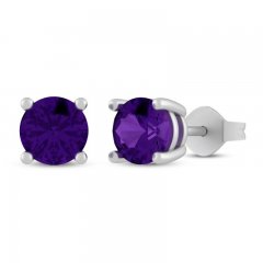 Amethyst Stud Earrings Sterling Silver