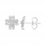 Diamond Clover Earrings 1/5 ct tw Round/Baguette 10K White Gold