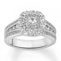 Diamond Engagement Ring 1-1/2 ct tw Princess/Round 14K Gold