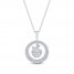 Diamond Best Teacher Necklace 1/6 ct tw Round/Baguette Sterling Silver 18"