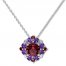 Garnet & Amethyst Necklace Sterling Silver