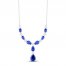 Blue & White Lab-Created Sapphire Necklace Sterling Silver