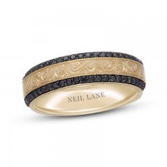 Neil Lane Men's Black Diamond Wedding Band 1/2 ct tw Round-Cut 14K Yellow Gold