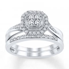 Diamond Bridal Set 1/3 ct tw Round-cut 10K White Gold