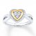 Diamond Heart Ring Sterling Silver/10K Yellow Gold