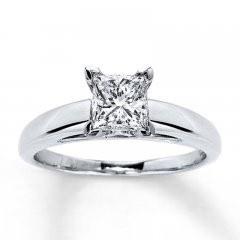 Certified Diamond Ring 1 carat Princess-cut 14K White Gold