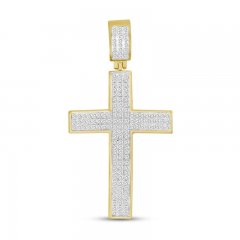 Men's Diamond Cross Pendant 1/2 ct tw Round-cut 10K Yellow Gold