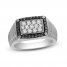 Men's Black & White Diamond Ring 1 ct tw 10K White Gold