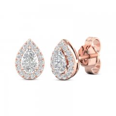 Diamond Pear Earrings 1/3 ct tw Pear/Round-Cut 10K Rose Gold