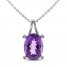 Amethyst & Diamond Necklace Sterling Silver 18"