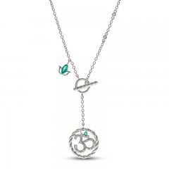 Emerald Om Necklace 1/10 ct tw Diamonds Sterling Silver 18"