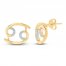 Diamond Cancer Earrings 1/10 ct tw Round-cut 10K Yellow Gold