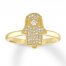 Diamond Hamsa Ring 1/6 ct tw Round-cut 10K Yellow Gold