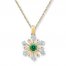 Snowflake Lab-Created Emerald Necklace With Diamonds 10K Gold