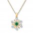 Snowflake Lab-Created Emerald Necklace With Diamonds 10K Gold