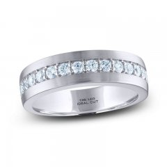 Men's THE LEO Ideal Cut Diamond Wedding Band 3/4 ct tw 14K White Gold