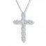 Diamond Cross Necklace 1/2 ct tw Round-cut 10K White Gold