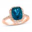 Le Vian Blue Topaz Ring 1/6 ct tw Diamonds 14K Strawberry Gold