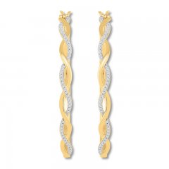 Diamond Twist Hoop Earrings 1/2 ct tw Round-cut 10K Yellow Gold