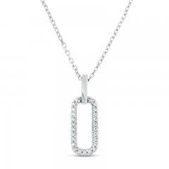 Diamond Paperclip Necklace Sterling Silver 18"