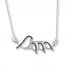 Bird Necklace Black/White Diamonds Sterling Silver