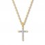 Diamond Cross Necklace 1/10 ct tw Round-cut 10K Yellow Gold