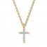 Diamond Cross Necklace 1/10 ct tw Round-cut 10K Yellow Gold