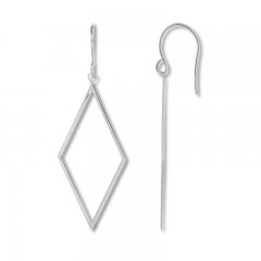 Geometric Dangle Earrings 14K White Gold