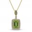 Peridot & White Lab-Created Sapphire Necklace 10K Yellow Gold 18"