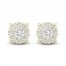 Diamond Halo Stud Earrings 1 ct tw Round-Cut 10K Yellow Gold