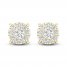 Diamond Halo Stud Earrings 1 ct tw Round-Cut 10K Yellow Gold