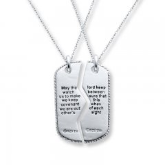 Dog Tag Commitment Necklace Set Sterling Silver