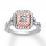 Pink & White Certified Diamond Engagement Ring 1 ct tw 14K Gold