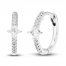 Diamond Hoop Earrings 1/4 ct tw Princess & Round-cut 10K White Gold