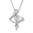 Swan Necklace 1/4 ct tw Diamonds 10K White Gold