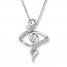 Swan Necklace 1/4 ct tw Diamonds 10K White Gold