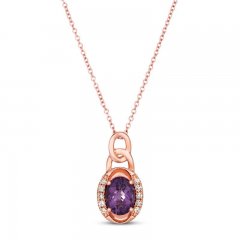 Le VIan Amethyst Necklace 1/10 ct tw Diamonds 14K Strawberry Gold 18"