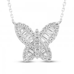 Diamond Butterfly Necklace 1/2 ct tw 10K White Gold 18"